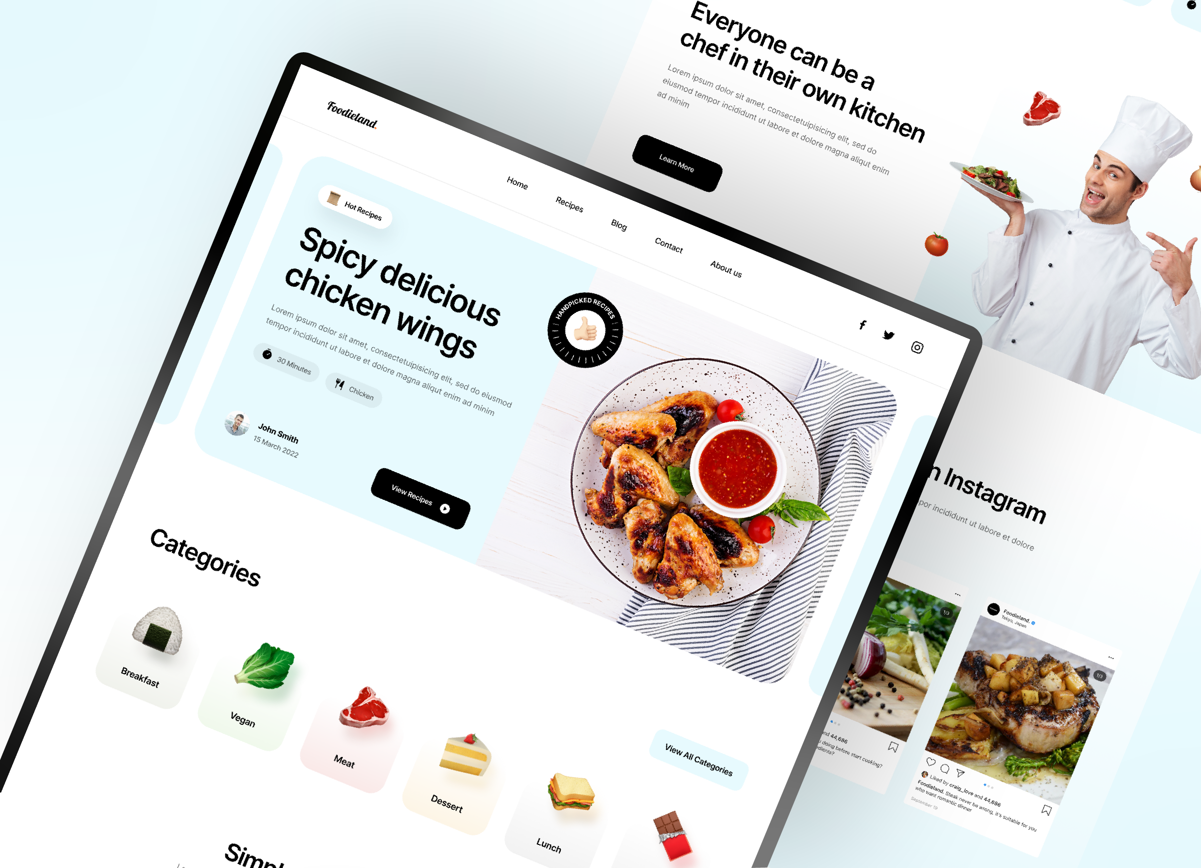 Foodieland Recipe Website Design