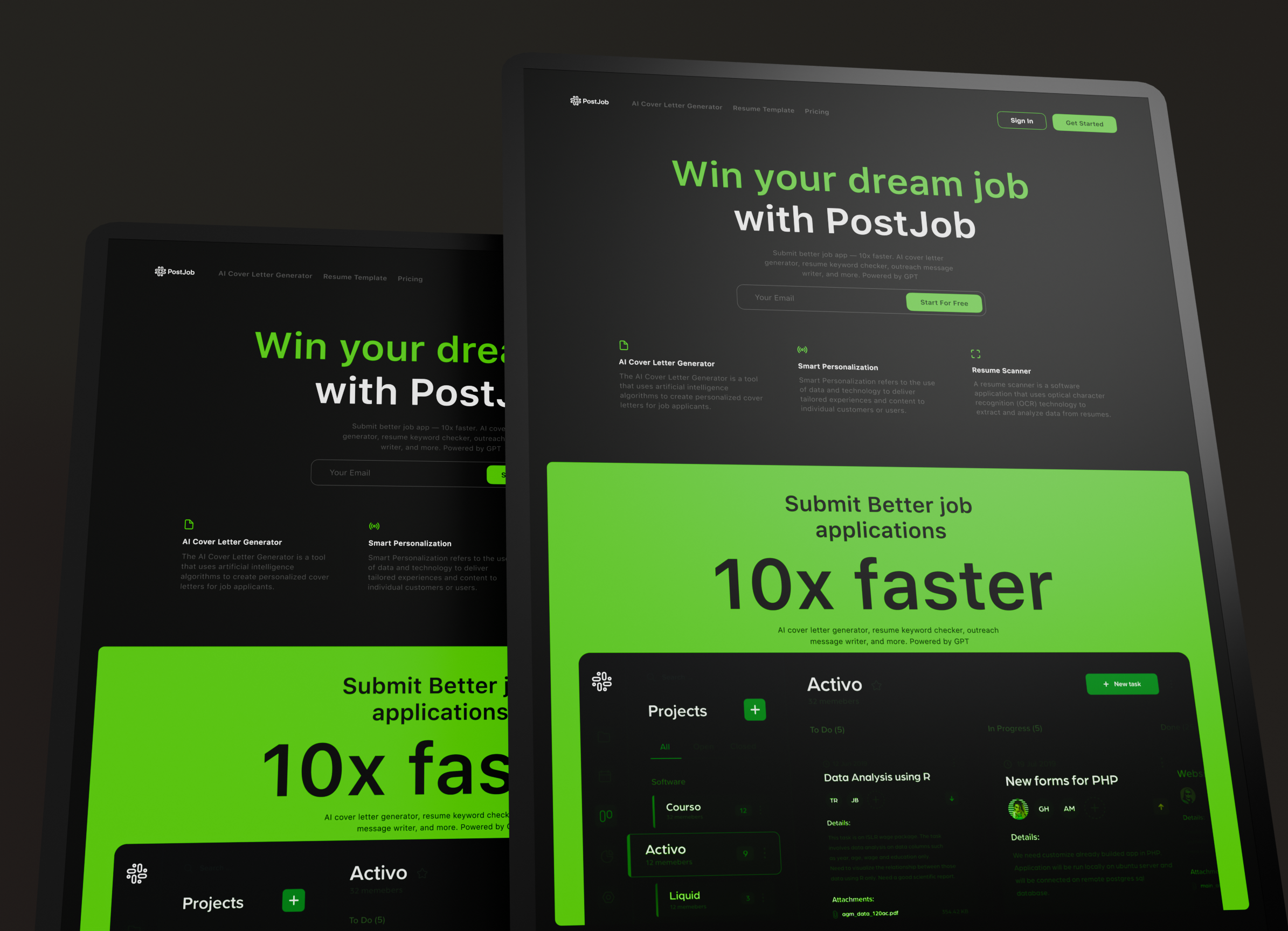 PostJob Landing Page Design